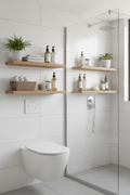 Étagère Douche Bambou Naturel™ – Rangement Adhésif Sans Perçage
