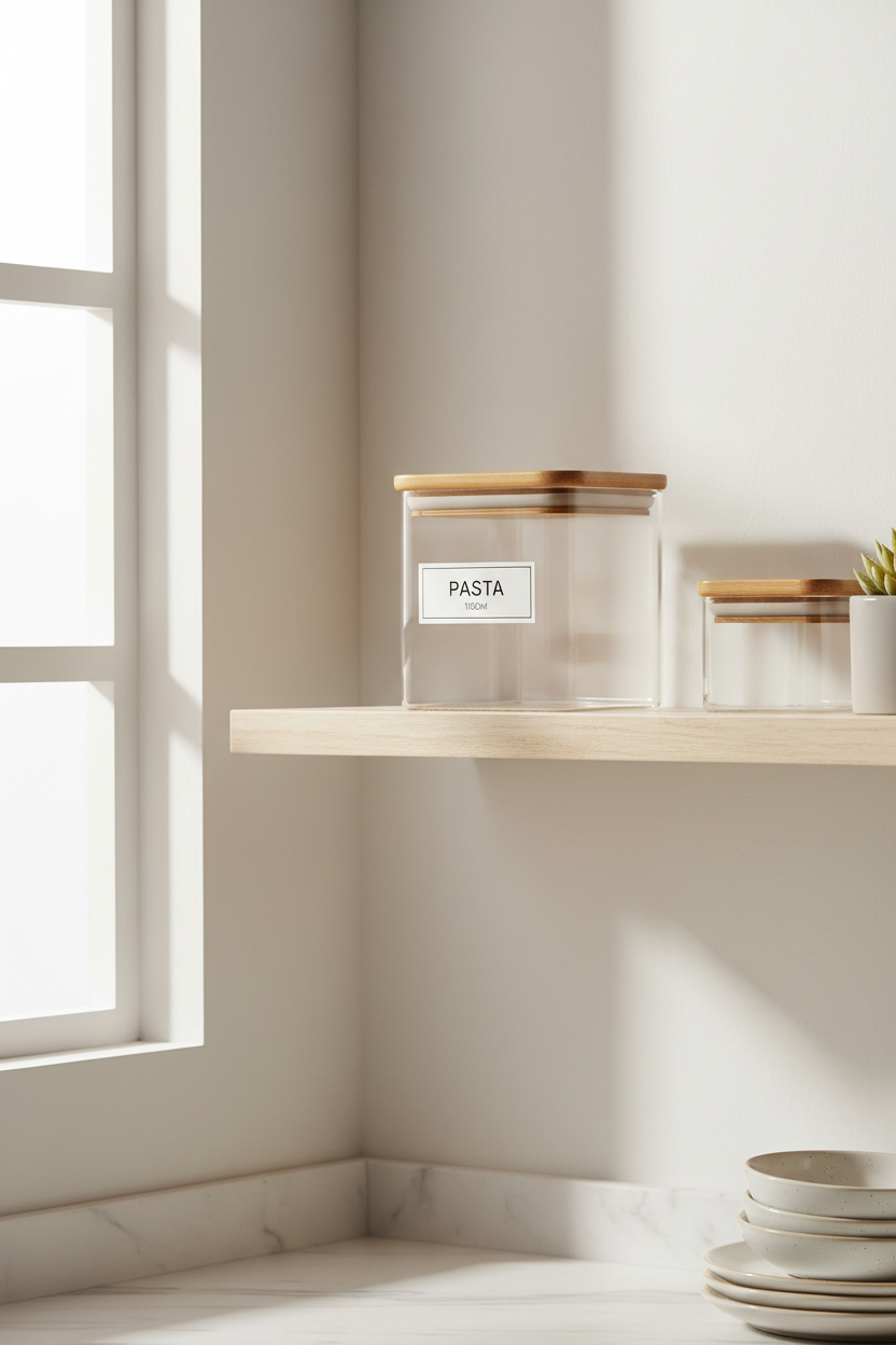 Bocal en Verre 1600 ml avec Couvercle en Bambou – Rangement Cuisine Élégant