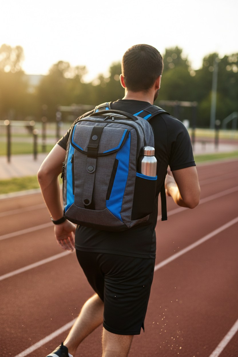 Sporttasche mit integriertem magnetischem Flaschenhalter