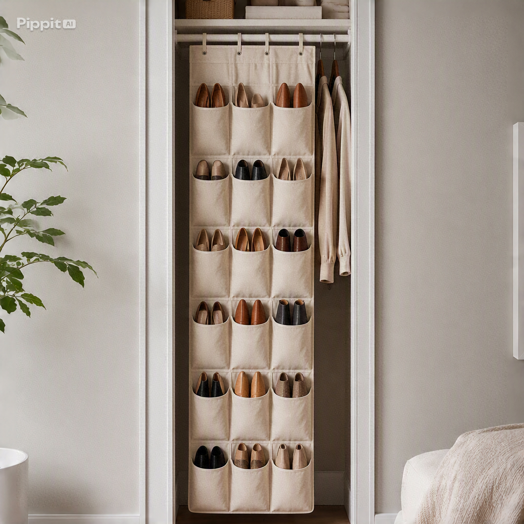 Organisateur à chaussures suspendu en toile à 24 poches